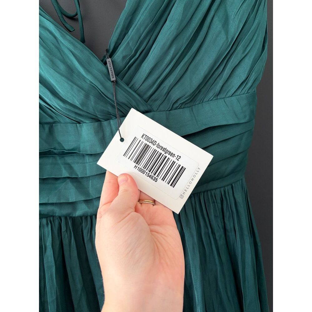 NWT Hello Molly Wheel of Fortune Dress Forest Green Ruffle Cocktail Dress Size 8 - Picture 7 of 10